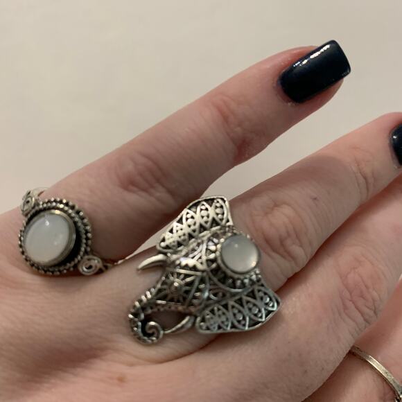 Vintage Style Elephant 3 Piece Ring Set Adjustable BN3 - Picture 6 of 12